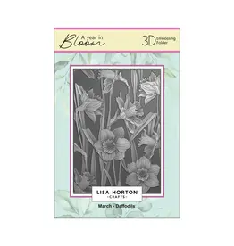 LISA HORTON CRAFTS LISA HORTON CRAFTS A YEAR IN BLOOM LIMITED EDITION A6 3D EMBOSSING FOLDER MARCH - DAFFODILS