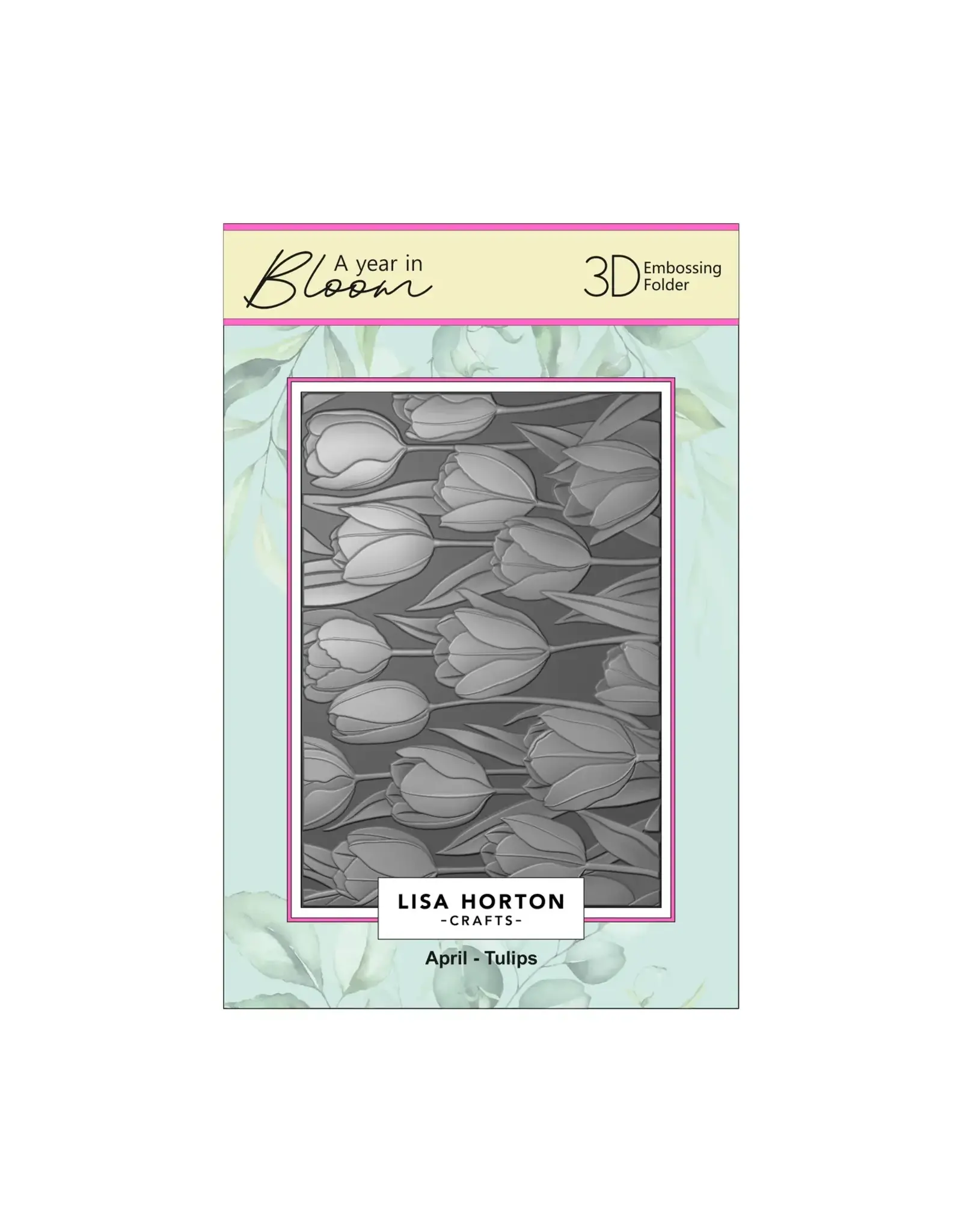 LISA HORTON CRAFTS LISA HORTON CRAFTS A YEAR IN BLOOM LIMITED EDITION A6 3D EMBOSSING FOLDER APRIL - TULIPS