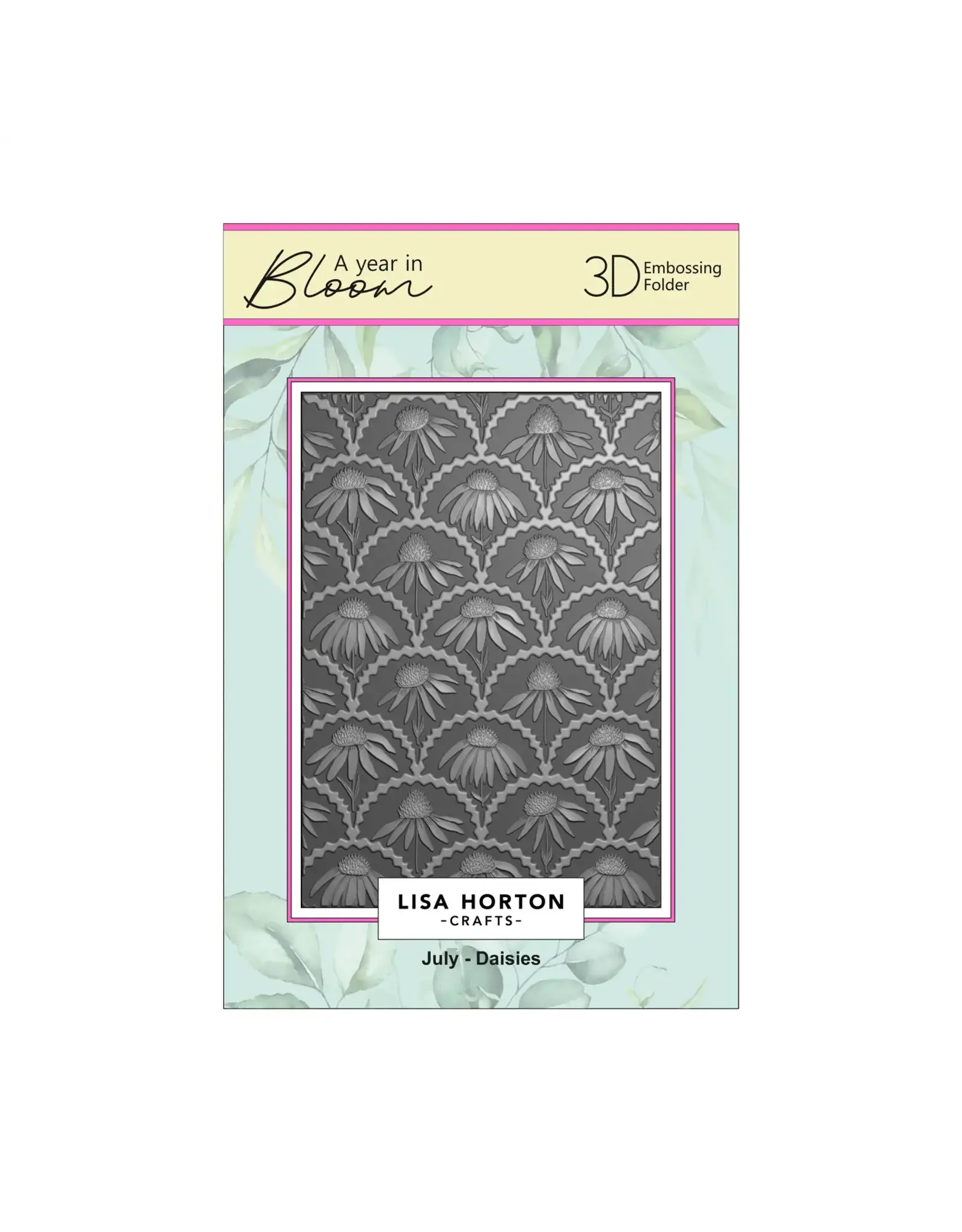 LISA HORTON CRAFTS LISA HORTON CRAFTS A YEAR IN BLOOM LIMITED EDITION A6 3D EMBOSSING FOLDER JULY - DAISIES