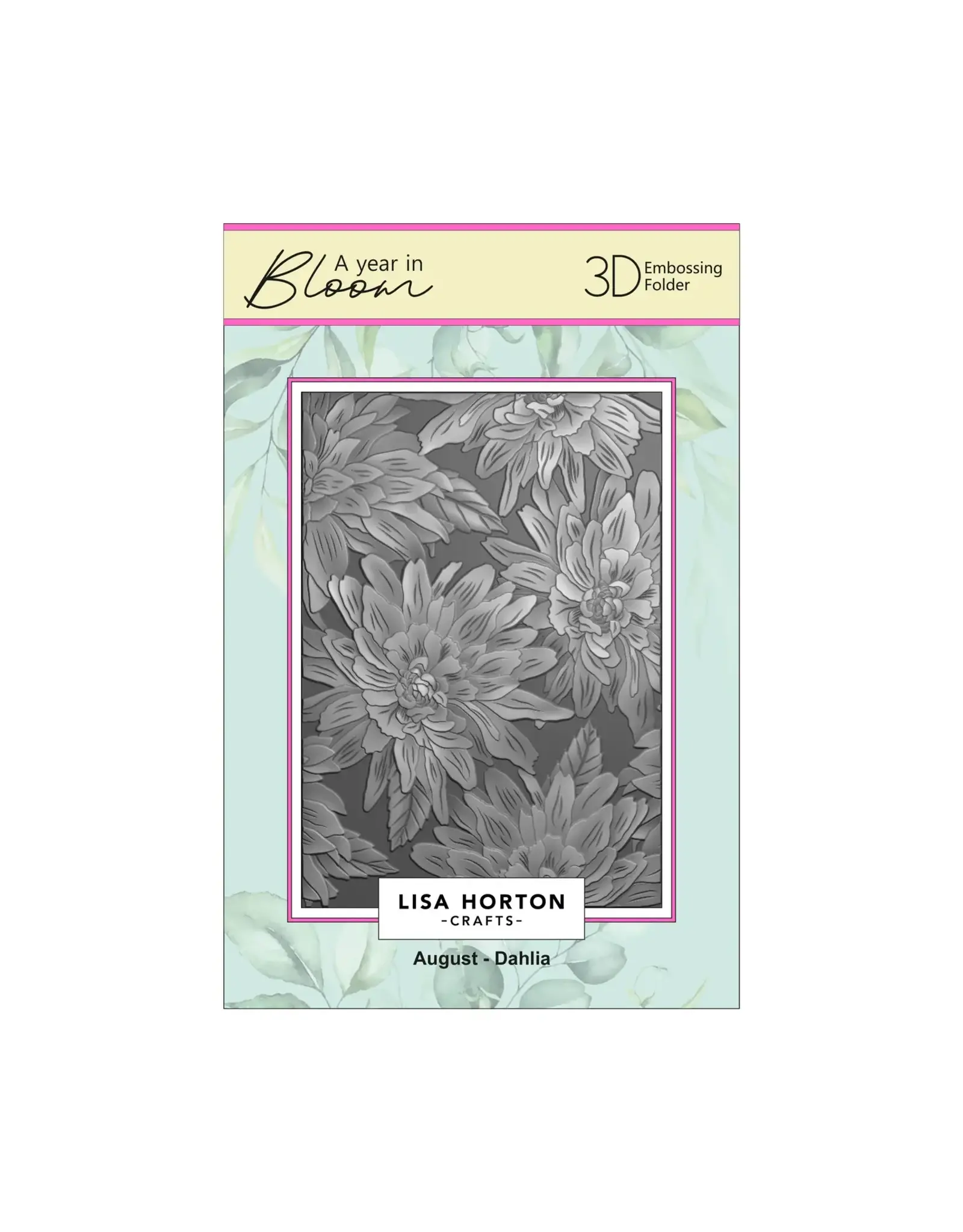 LISA HORTON CRAFTS LISA HORTON CRAFTS A YEAR IN BLOOM LIMITED EDITION A6 3D EMBOSSING FOLDER AUGUST - DAHLIA