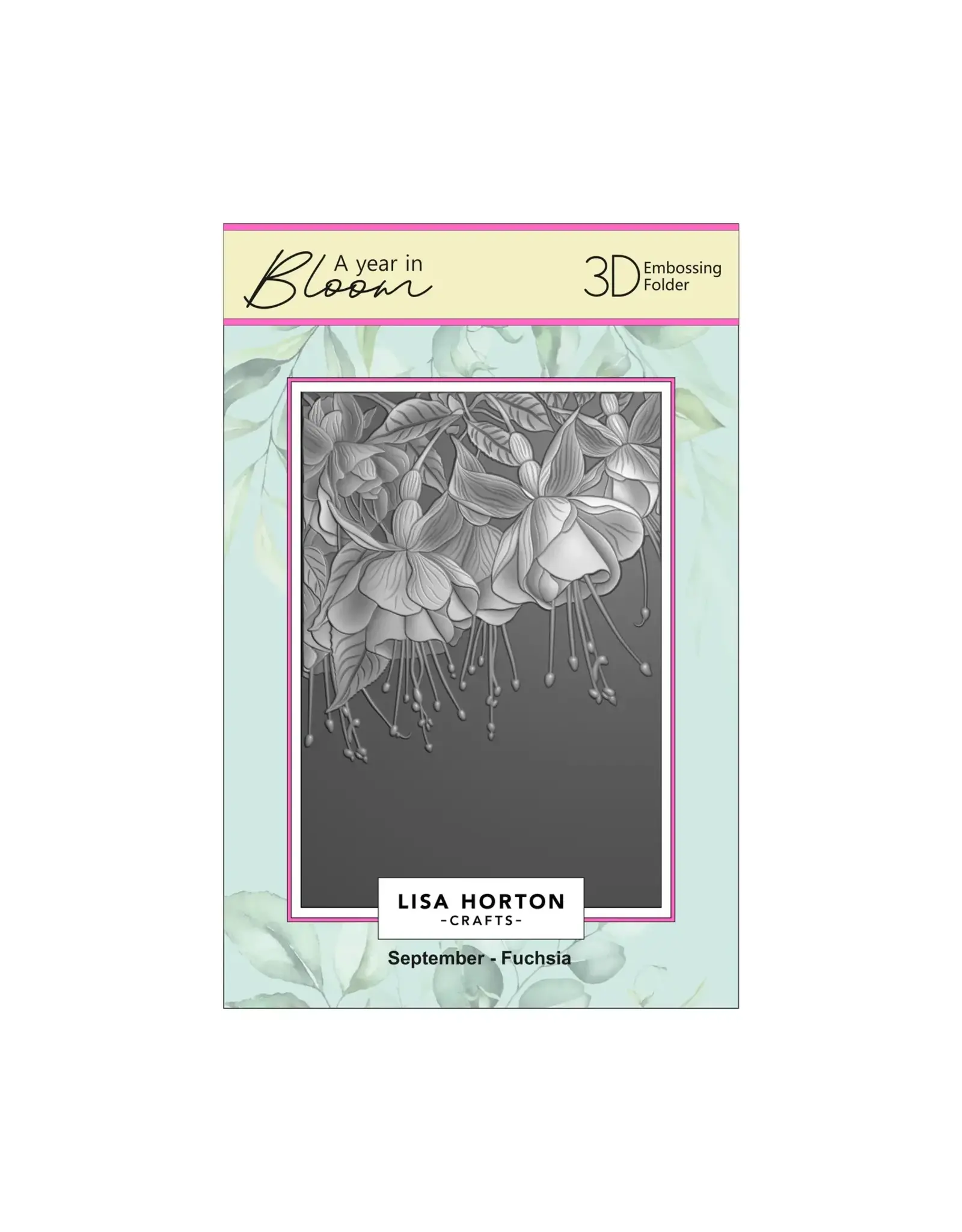 LISA HORTON CRAFTS LISA HORTON CRAFTS A YEAR IN BLOOM LIMITED EDITION A6 3D EMBOSSING FOLDER SEPTEMBER - FUCHSIA