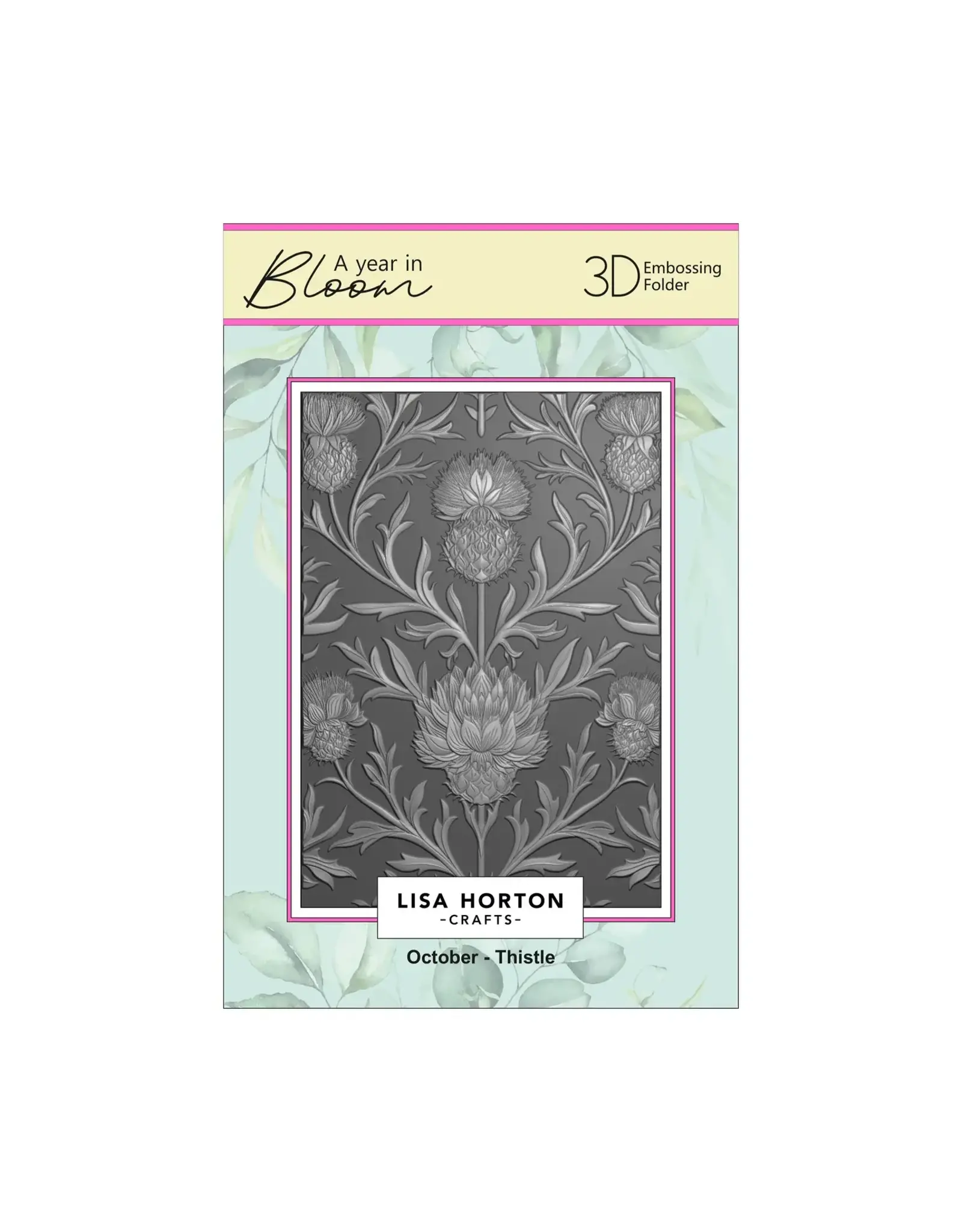 LISA HORTON CRAFTS LISA HORTON CRAFTS A YEAR IN BLOOM LIMITED EDITION A6 3D EMBOSSING FOLDER OCTOBER - THISTLE