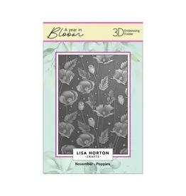 LISA HORTON CRAFTS LISA HORTON CRAFTS A YEAR IN BLOOM LIMITED EDITION A6 3D EMBOSSING FOLDER NOVEMBER - POPPIES