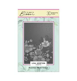 LISA HORTON CRAFTS LISA HORTON CRAFTS A YEAR IN BLOOM LIMITED EDITION A6 3D EMBOSSING FOLDER DECEMBER - WINTER FLOWERS