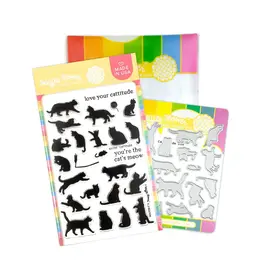 WAFFLE FLOWER WAFFLE FLOWER CATTITUDE V2 CLEAR STAMP SET AND DIE COMBO
