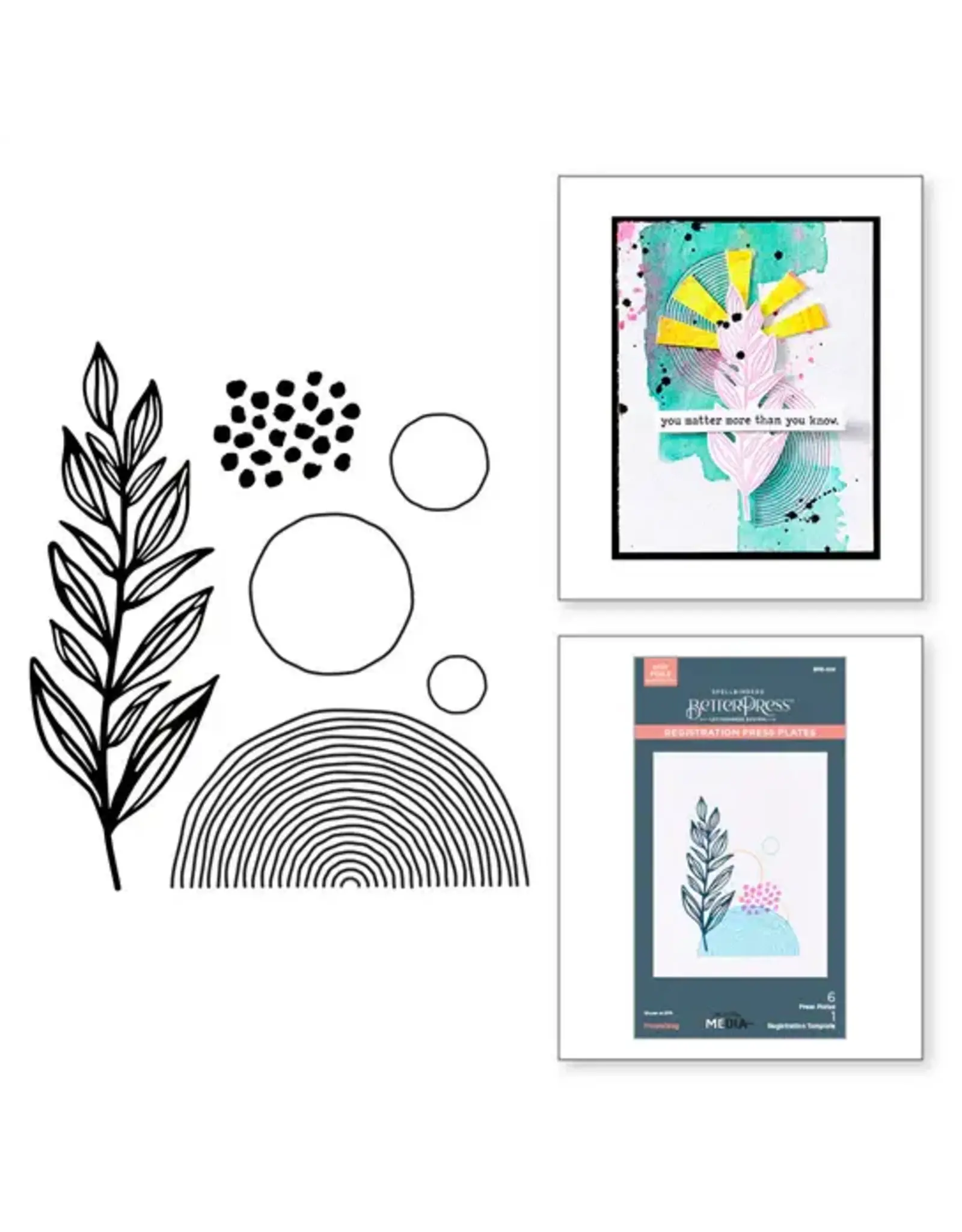 SPELLBINDERS SPELLBINDERS BETTERPRESS DINA WAKLEY MODERN BOTANICALS COLLECTION FLOURISHING PRESS PLATES & DIE SET