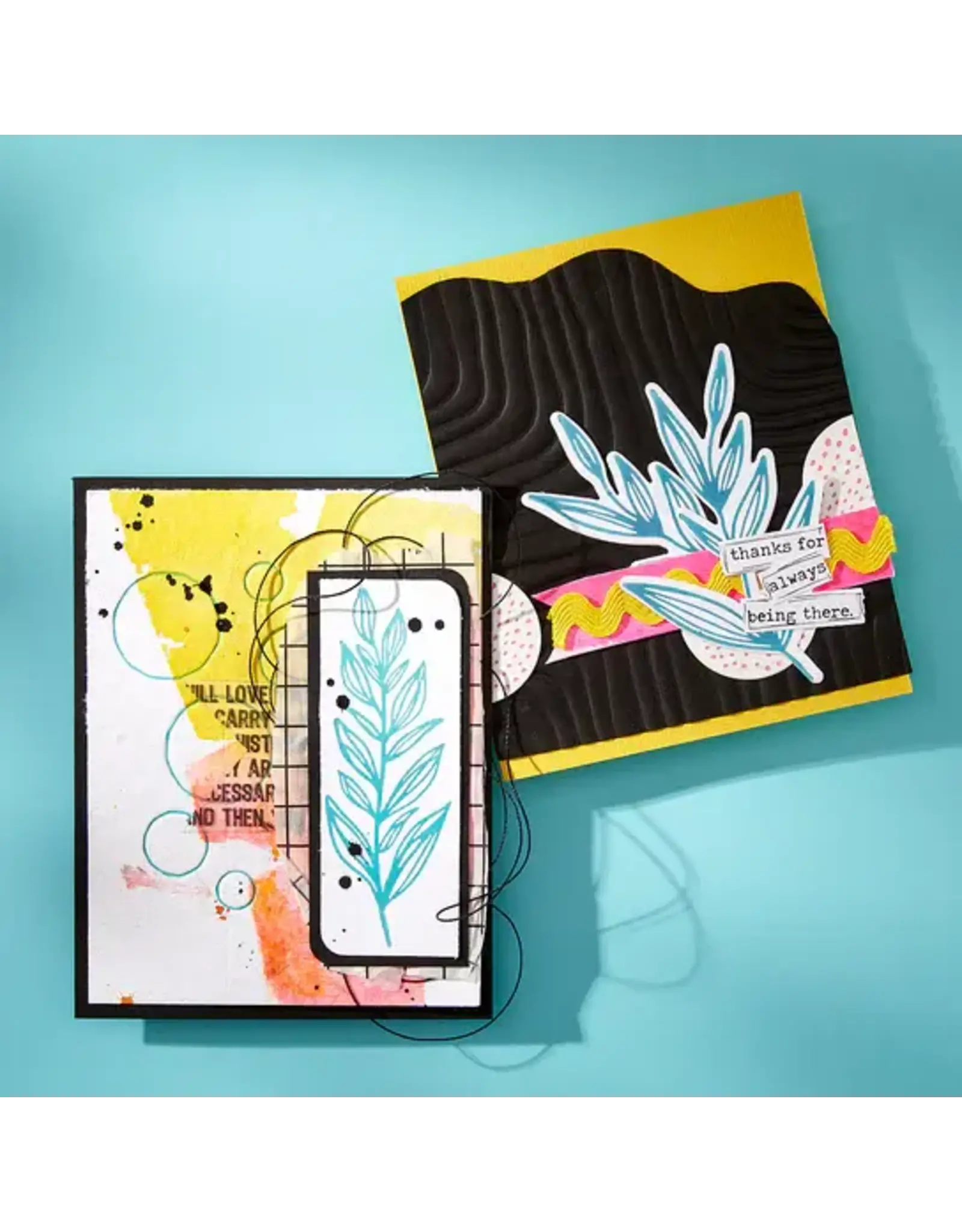 SPELLBINDERS SPELLBINDERS DINA WAKLEY MODERN BOTANICALS COLLECTION LINED CORNERS 3D EMBOSSING FOLDER