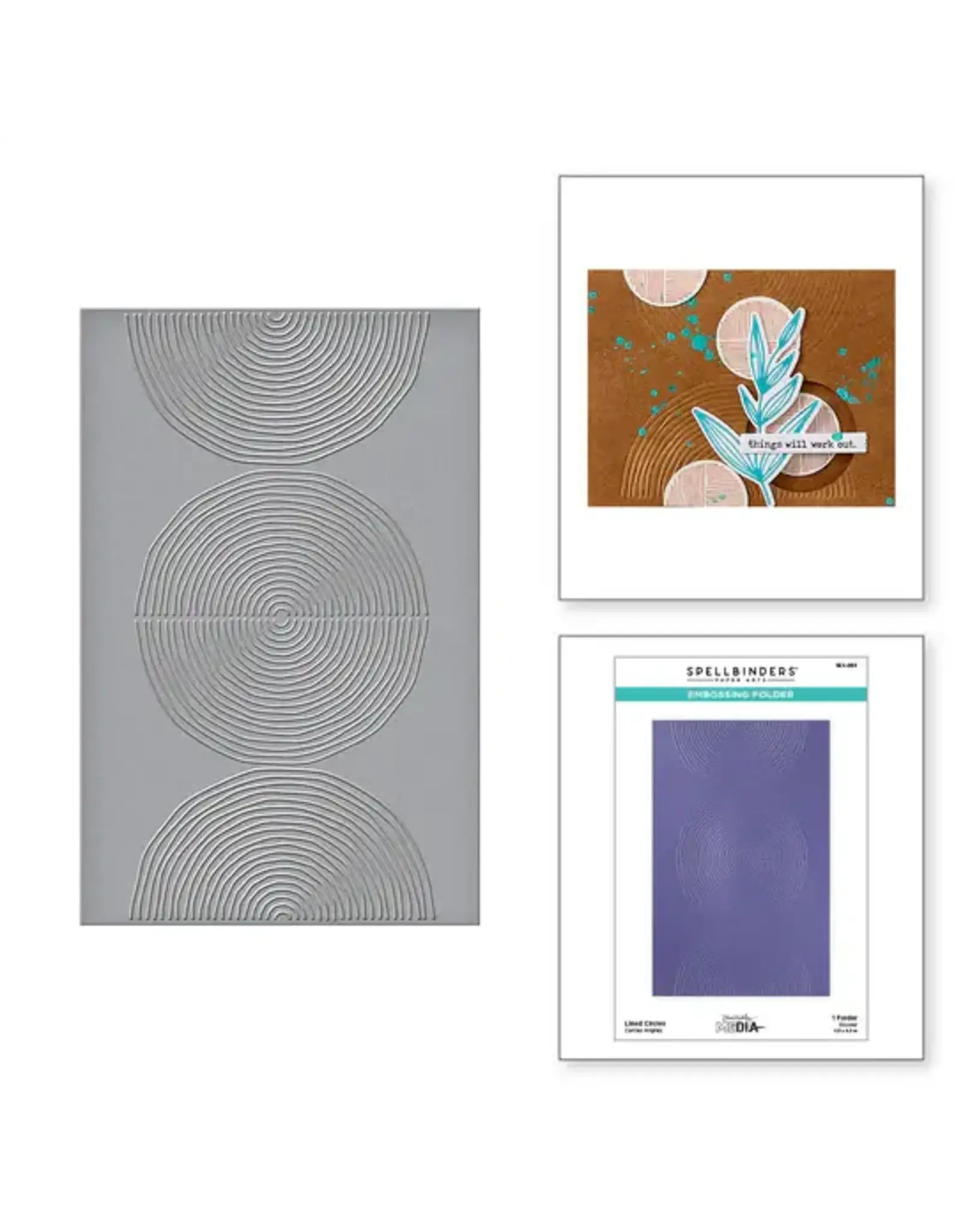SPELLBINDERS SPELLBINDERS DINA WAKLEY MODERN BOTANICALS COLLECTION LINED CIRCLES EMBOSSING FOLDER