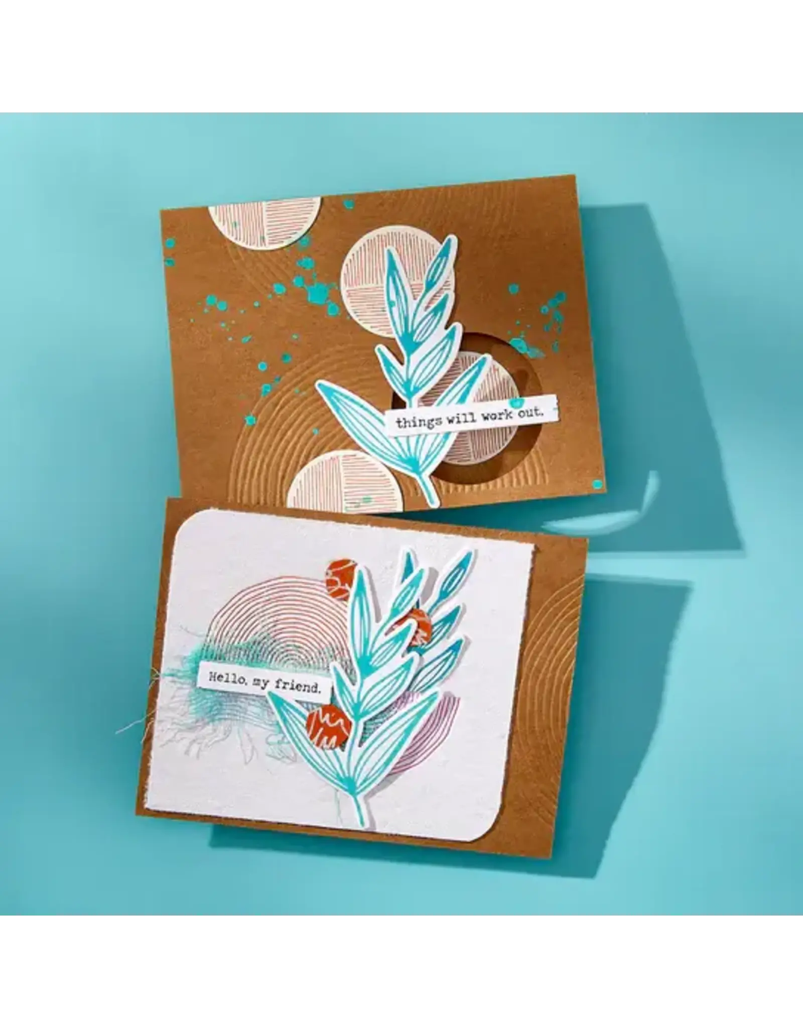 SPELLBINDERS SPELLBINDERS DINA WAKLEY MODERN BOTANICALS COLLECTION LINED CIRCLES EMBOSSING FOLDER