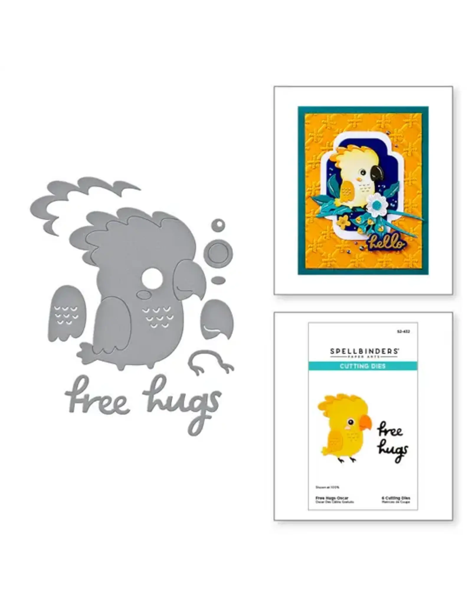 SPELLBINDERS SPELLBINDERS CHEERFUL CHIRPS COLLECTION FREE HUGS OSCAR DIE SET