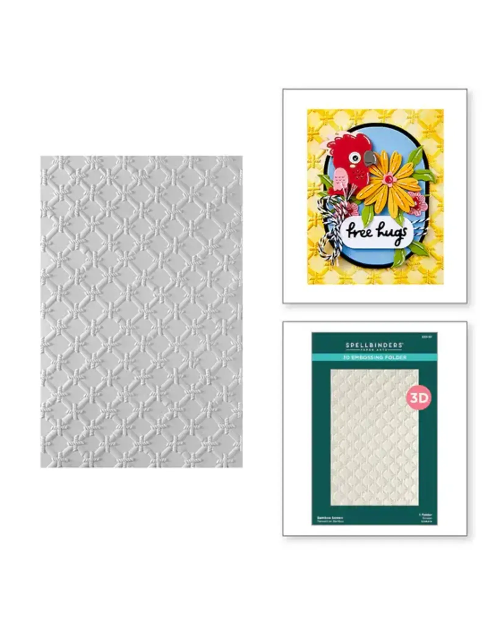SPELLBINDERS SPELLBINDERS CHEERFUL CHIRPS COLLECTION BAMBOO SCREEN 3D EMBOSSING FOLDER