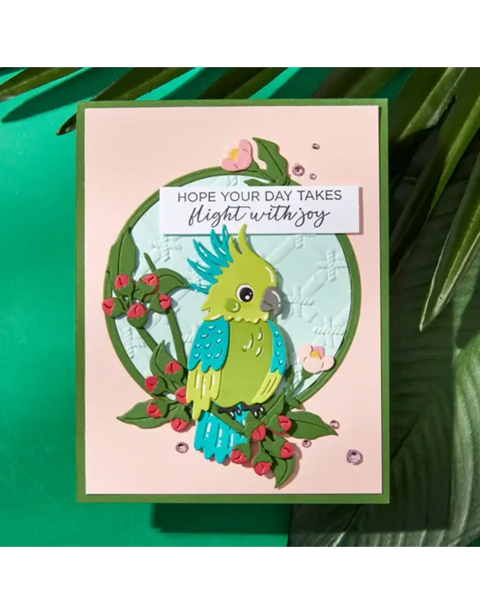 SPELLBINDERS SPELLBINDERS CHEERFUL CHIRPS COLLECTION BAMBOO SCREEN 3D EMBOSSING FOLDER