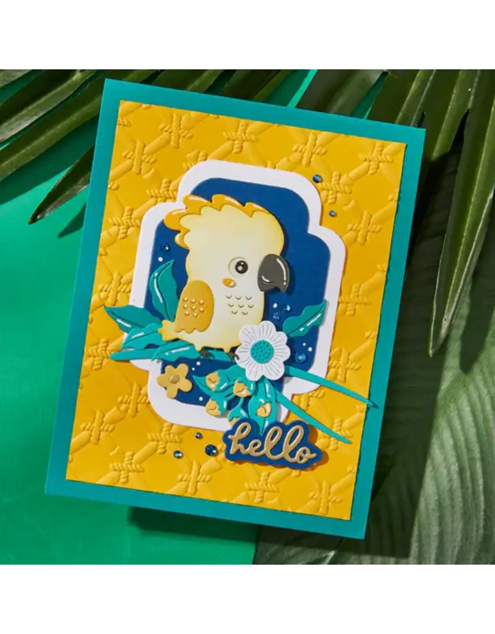 SPELLBINDERS SPELLBINDERS CHEERFUL CHIRPS COLLECTION BAMBOO SCREEN 3D EMBOSSING FOLDER