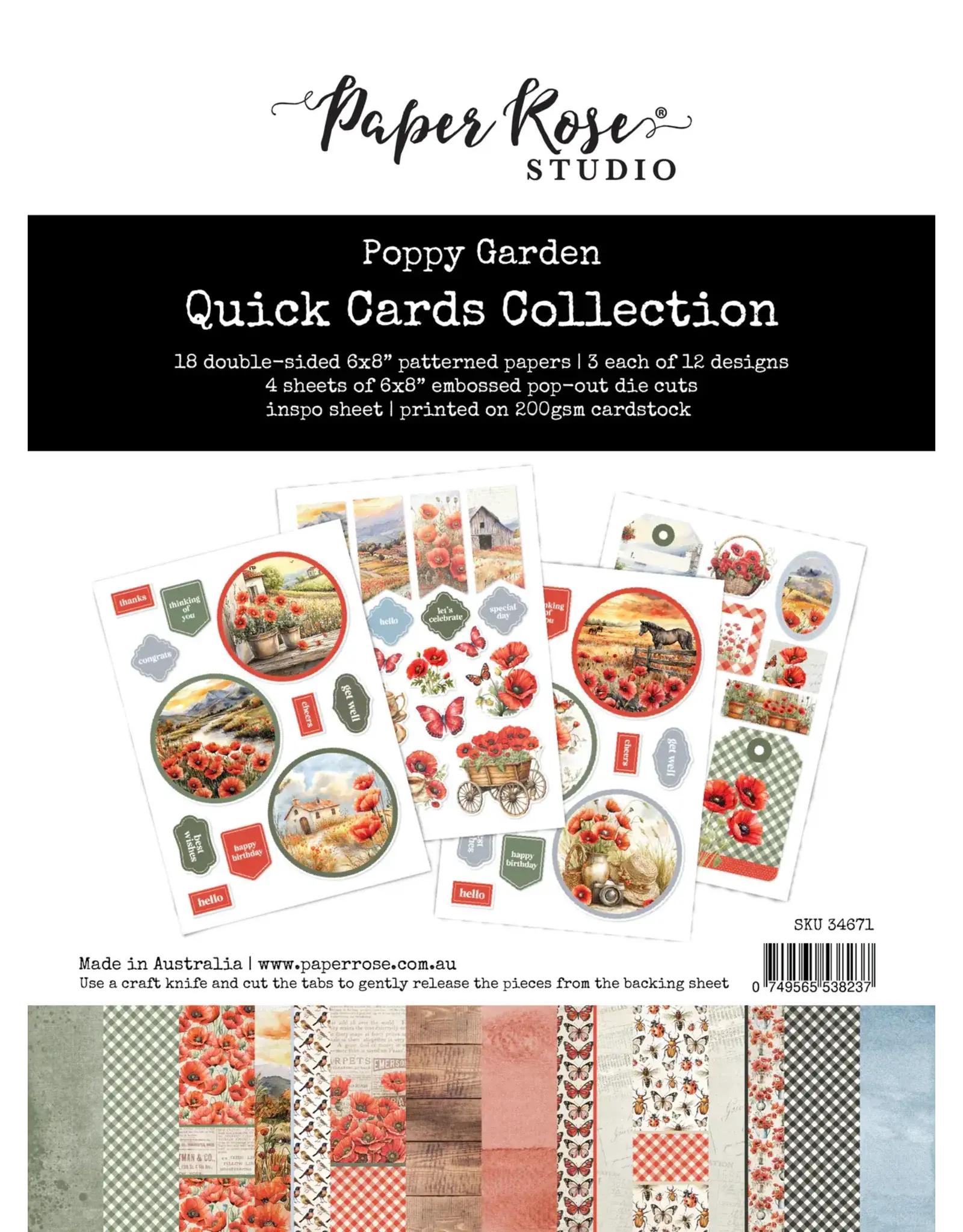 PAPER ROSE PAPER ROSE POPPY GARDEN QUICK CARDS KIT