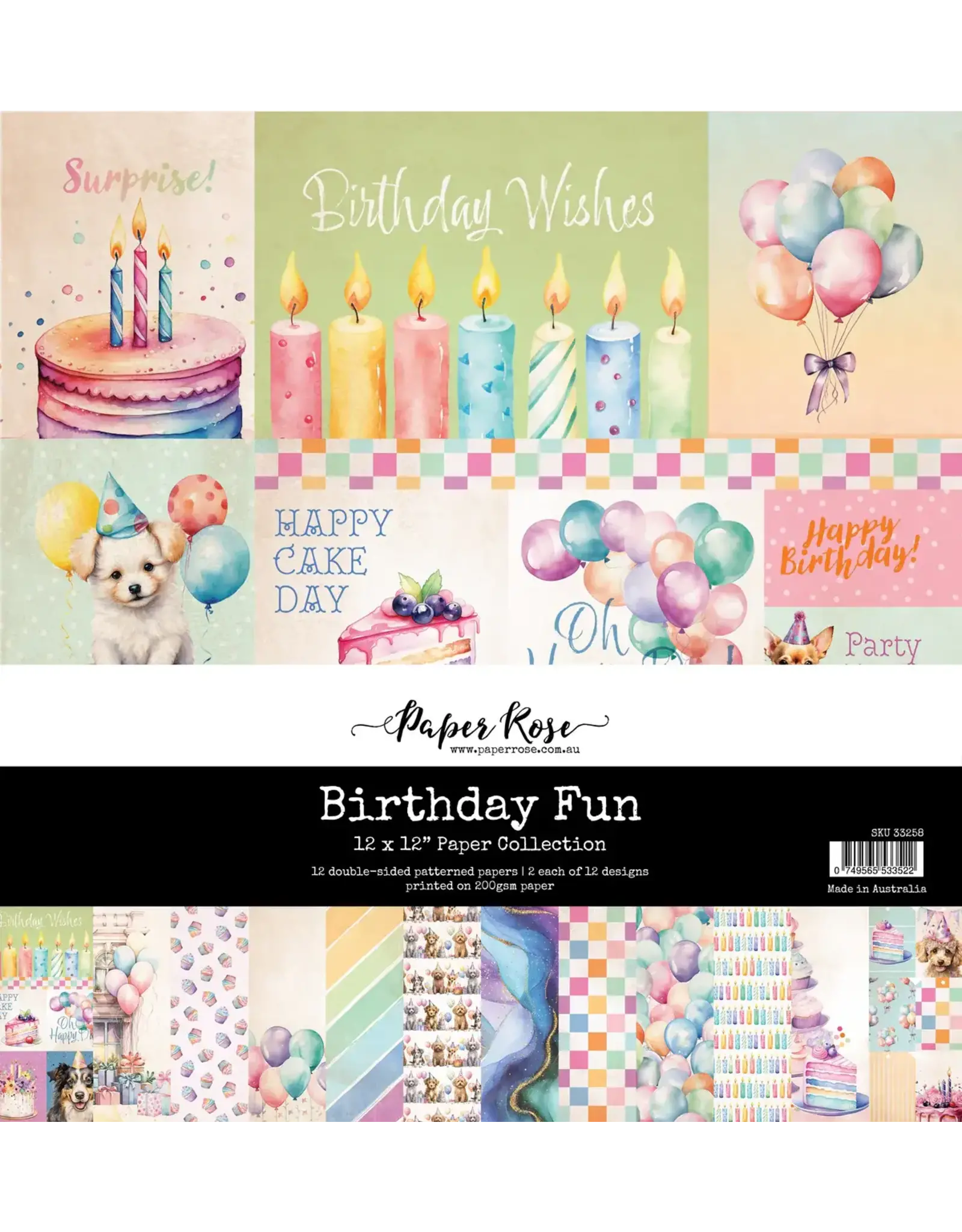 PAPER ROSE PAPER ROSE BIRTHDAY FUN 12x12 PAPER COLLECTION