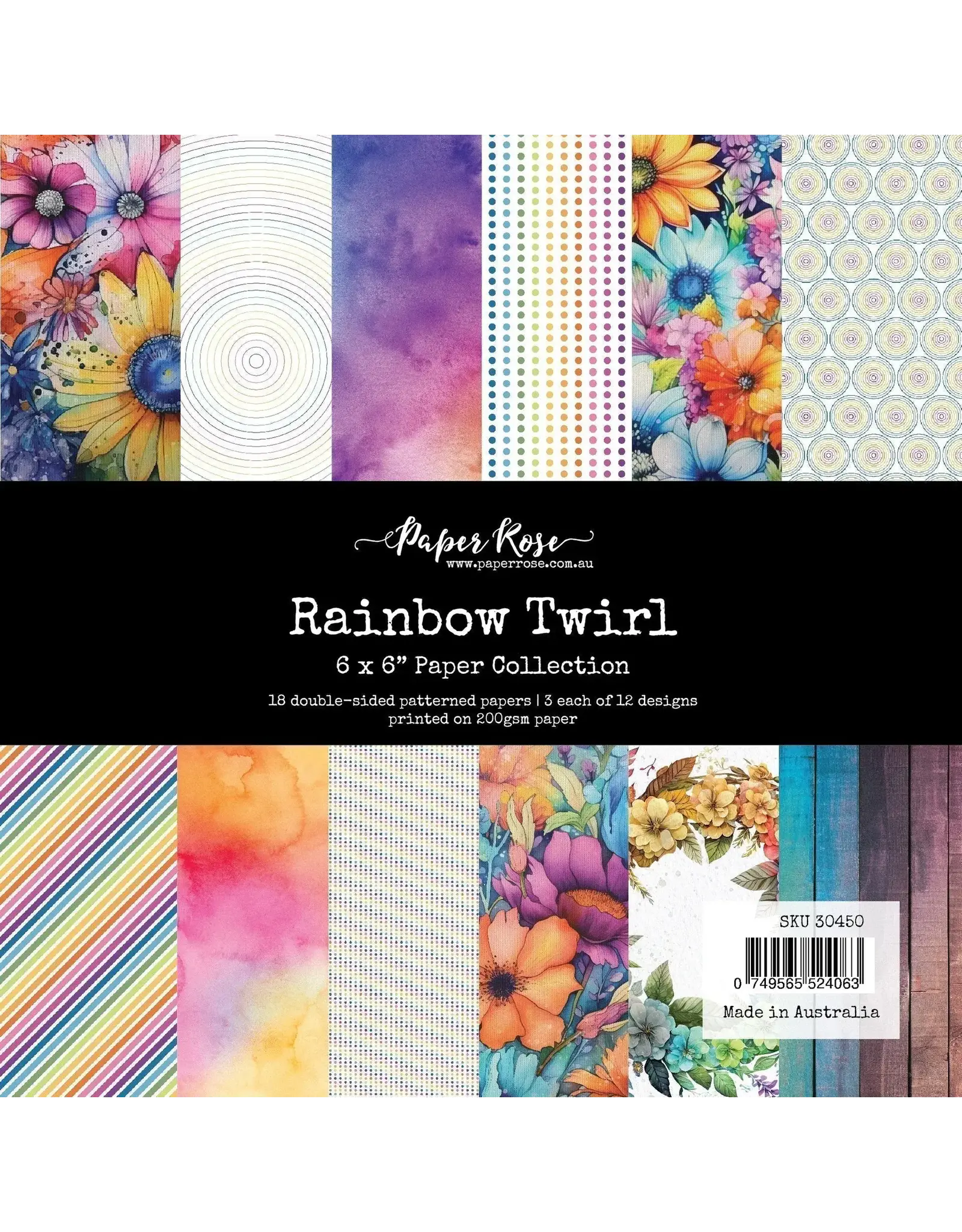 PAPER ROSE PAPER ROSE RAINBOW TWIRL 6x6 PAPER COLLECTION