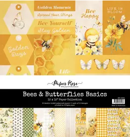 PAPER ROSE PAPER ROSE BEES & BUTTERFLIES BASICS 12x12 PAPER COLLECTION