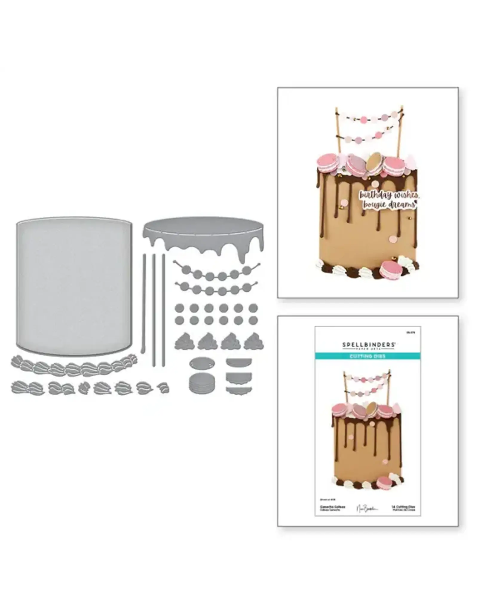 SPELLBINDERS SPELLBINDERS NINA BOETTCHER BOUGIE BIRTHDAY COLLECTION GANACHE GATEAU ETCHED DIE SET