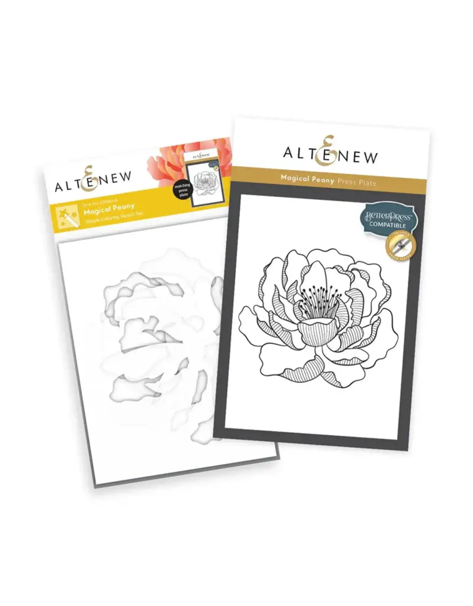 ALTENEW ALTENEW MAGICAL PEONY PRESS PLATE AND STENCIL SET BUNDLE