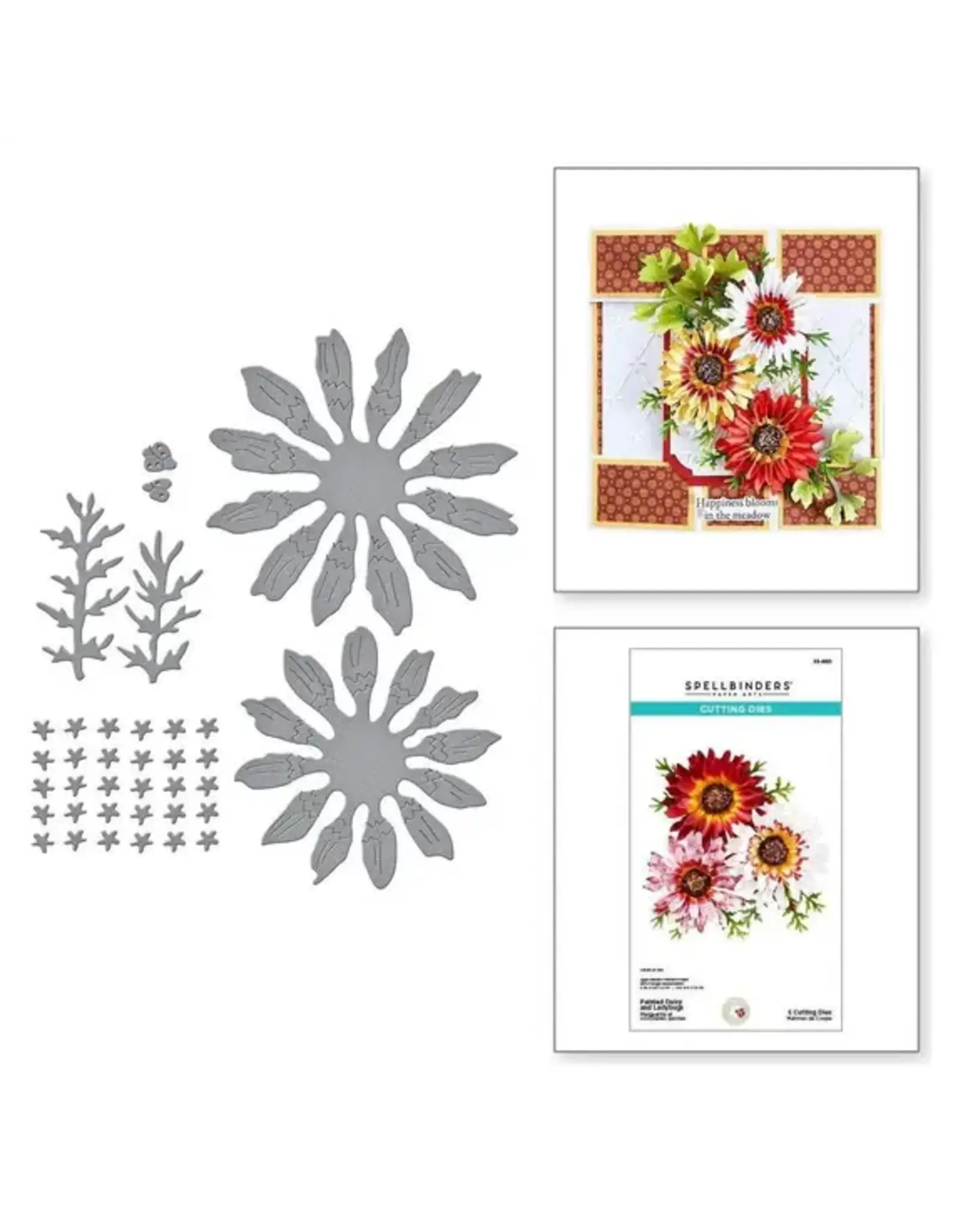 SPELLBINDERS SPELLBINDERS SUSAN TIERNEY-COCKBURN THROUGH THE MEADOW COLLECTION PAINTED DAISY AND LADYBUGS ETCHED DIE SET