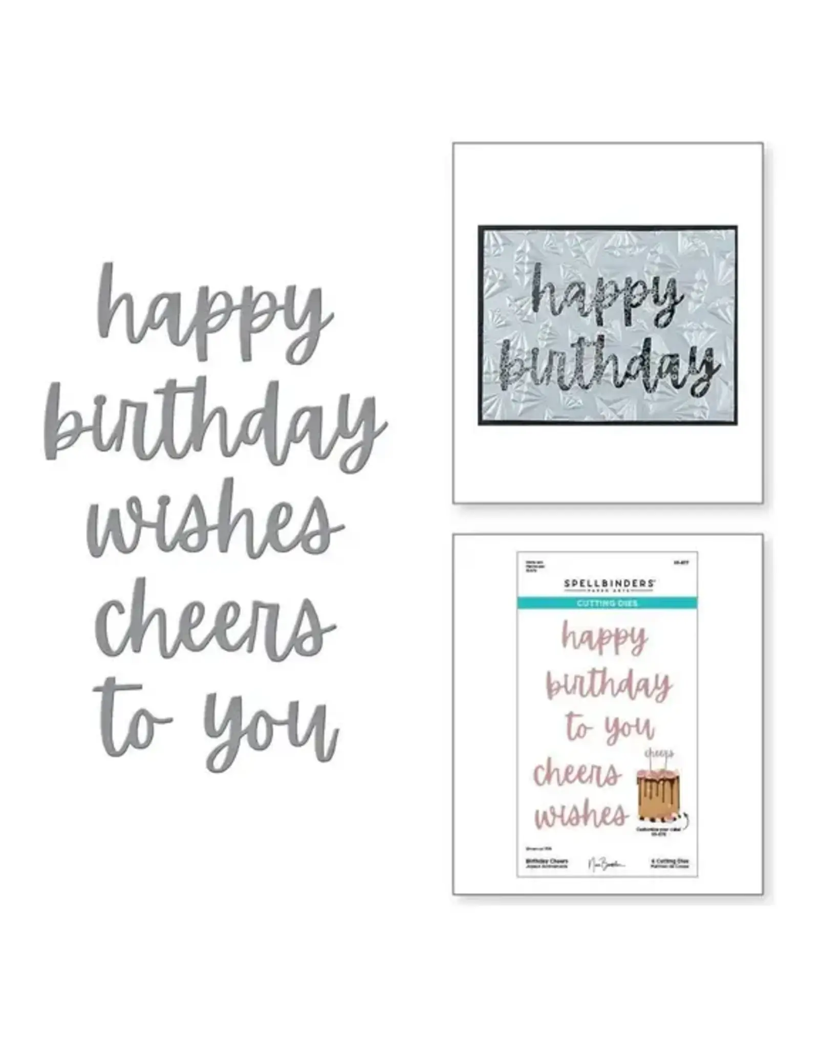 SPELLBINDERS SPELLBINDERS NINA BOETTCHER BOUGIE BIRTHDAY COLLECTION BIRTHDAY CHEERS ETCHED DIE SET