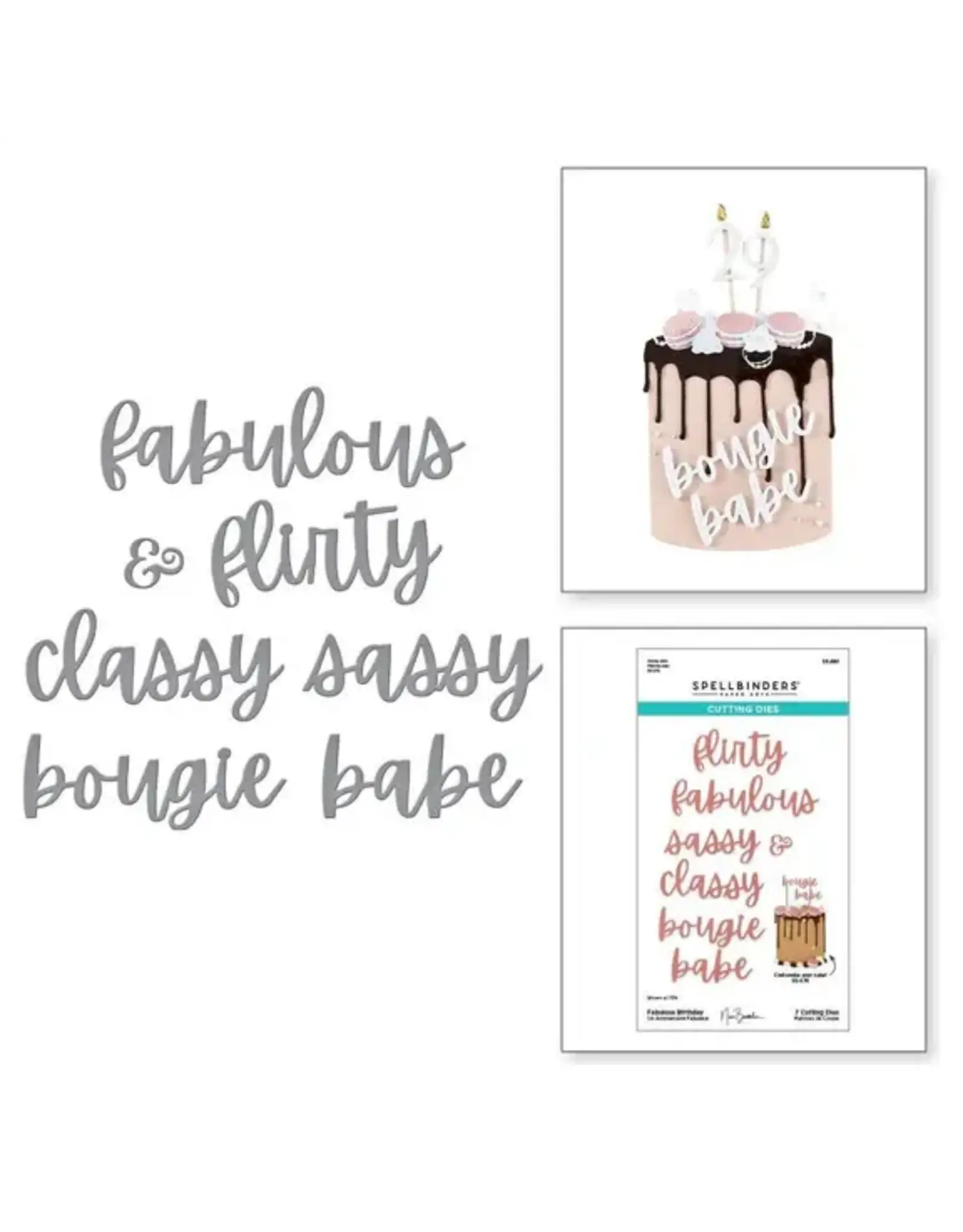 SPELLBINDERS SPELLBINDERS NINA BOETTCHER BOUGIE BIRTHDAY COLLECTION FABULOUS BIRTHDAY ETCHED DIE SET