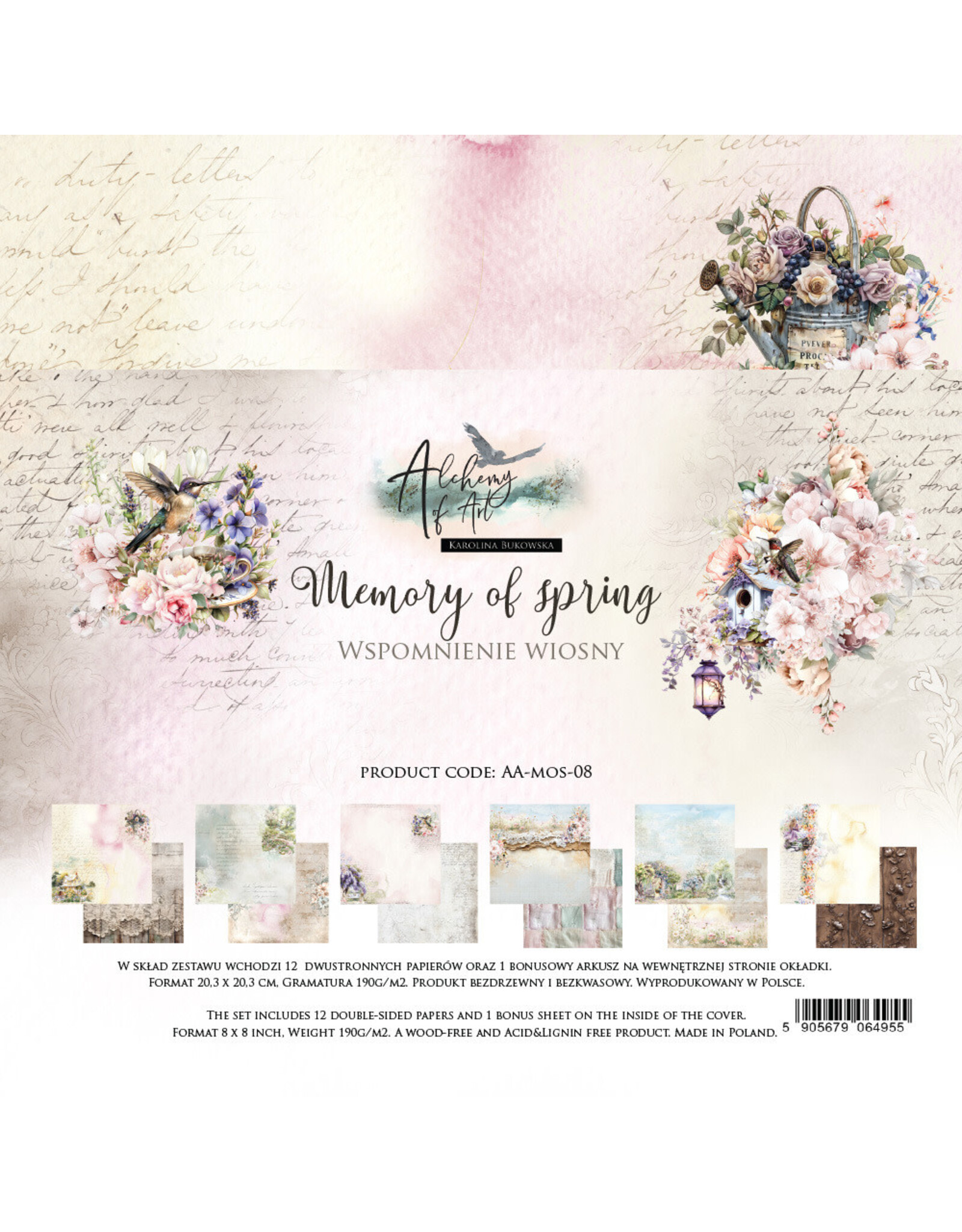 ALCHEMY OF ART ALCHEMY OF ART MEMORY OF SPRING 8x8 PAPER PACK 12 SHEETS