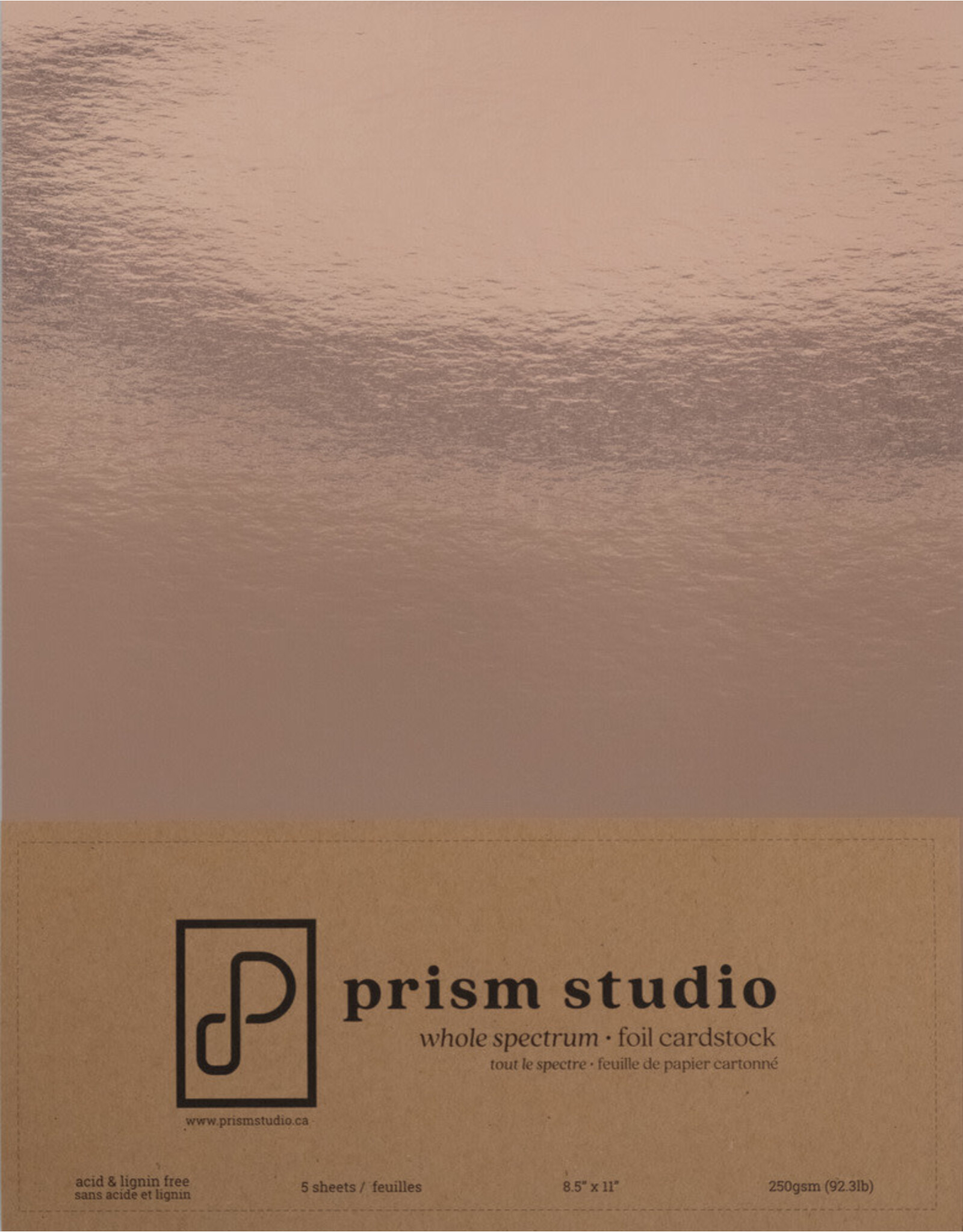 PRISM STUDIO PRISM STUDIO WHOLE SPECTRUM FOIL 8.5x11 CARDSTOCK-ROSE GOLD 5/PK