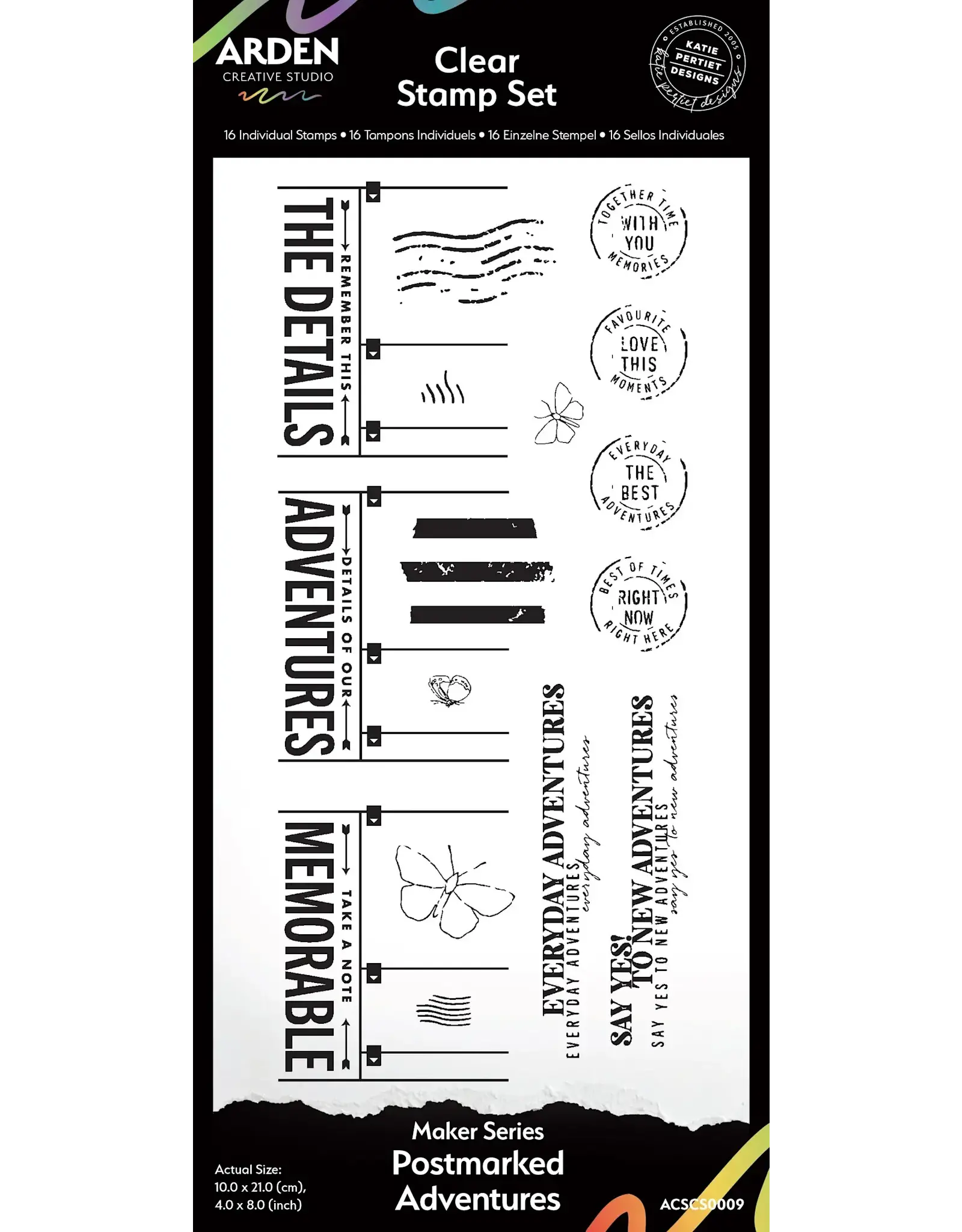 ARDEN CREATIVE STUDIO ARDEN CREATIVE STUDIO MAKER SERIES POSTMARKED ADVENTURES 4x8 CLEAR STAMP SET