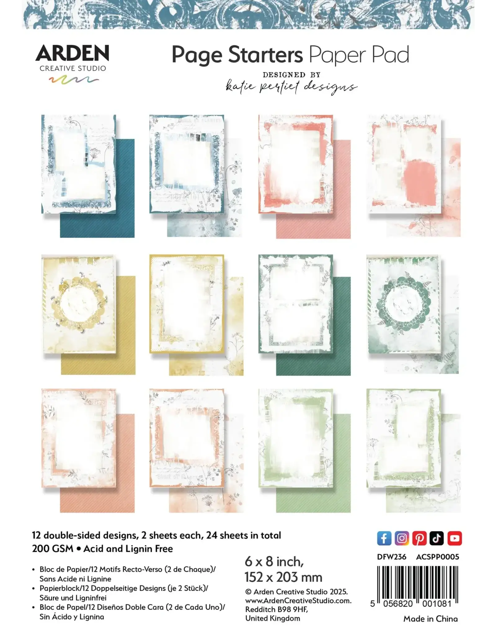 ARDEN CREATIVE STUDIO ARDEN CREATIVE STUDIO PAGE STARTERS 6x8 PAPER PAD