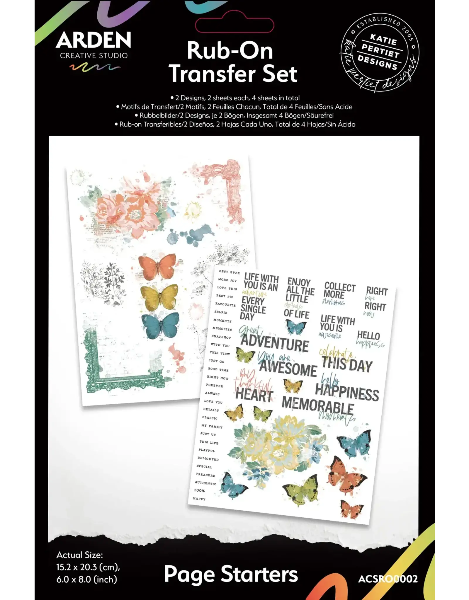 ARDEN CREATIVE STUDIO ARDEN CREATIVE STUDIO PAGE STARTERS 6x8 RUB-ONS 2/PK
