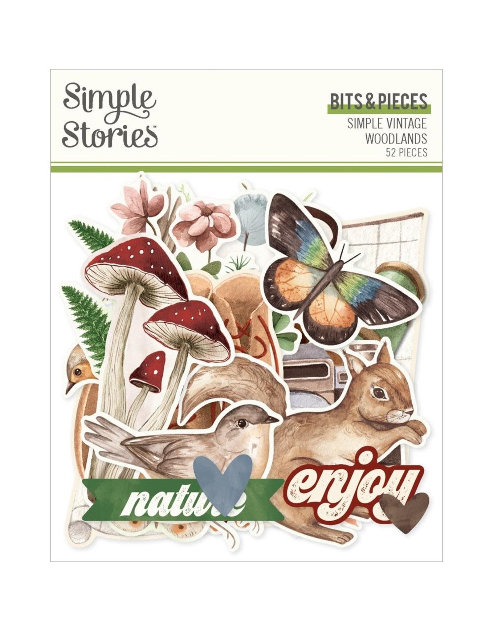 SIMPLE STORIES SIMPLE STORIES SIMPLE VINTAGE WOODLANDS BITS & PIECES 52/PK