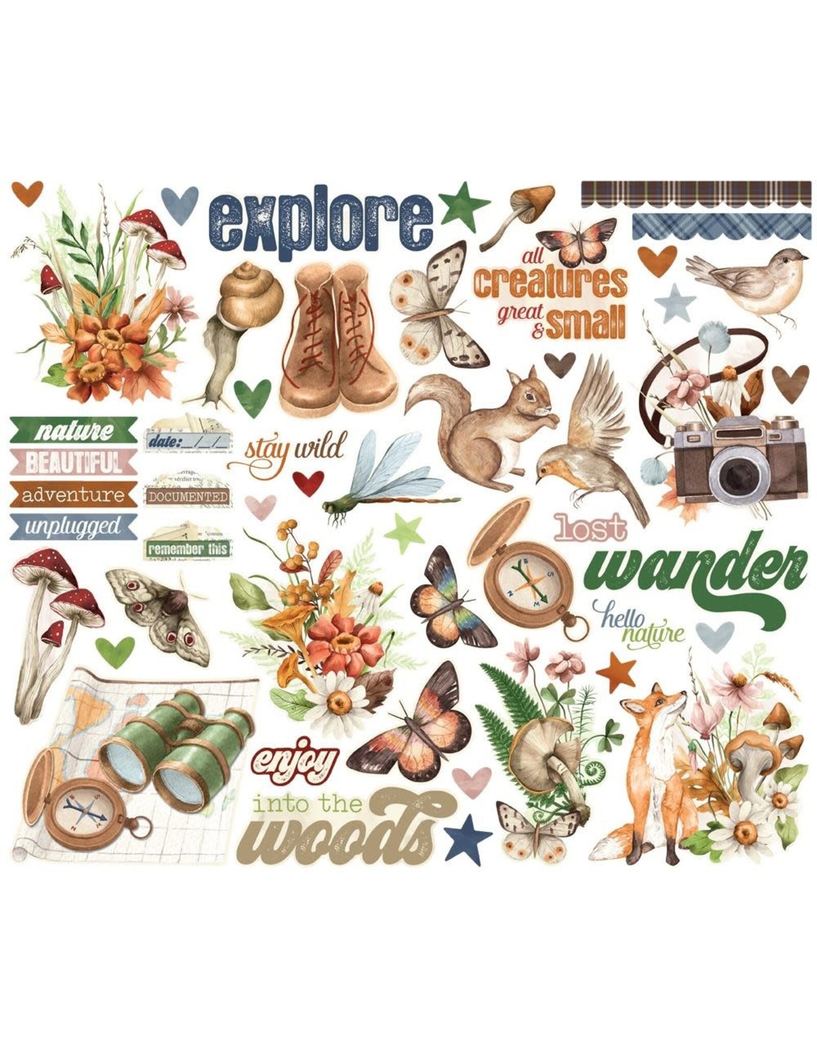 SIMPLE STORIES SIMPLE STORIES SIMPLE VINTAGE WOODLANDS BITS & PIECES 52/PK