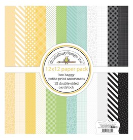 DOODLEBUG DESIGN DOODLEBUG DESIGN BEE HAPPY PETITE PRINTS 12x12 PAPER PACK 12 SHEETS