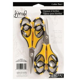 TONIC AMERICAN CRAFTS CUTTER BEE YELLOW/BLACK HERB SCISSORS 4/PK