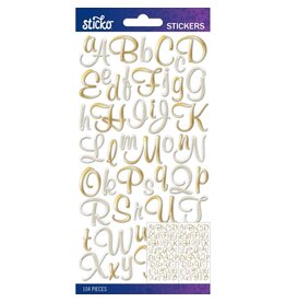 AMERICAN CRAFTS AMERICAN CRAFTS STICKO GOLD FOIL SCRIPT SMALL ALPHABET STICKERS