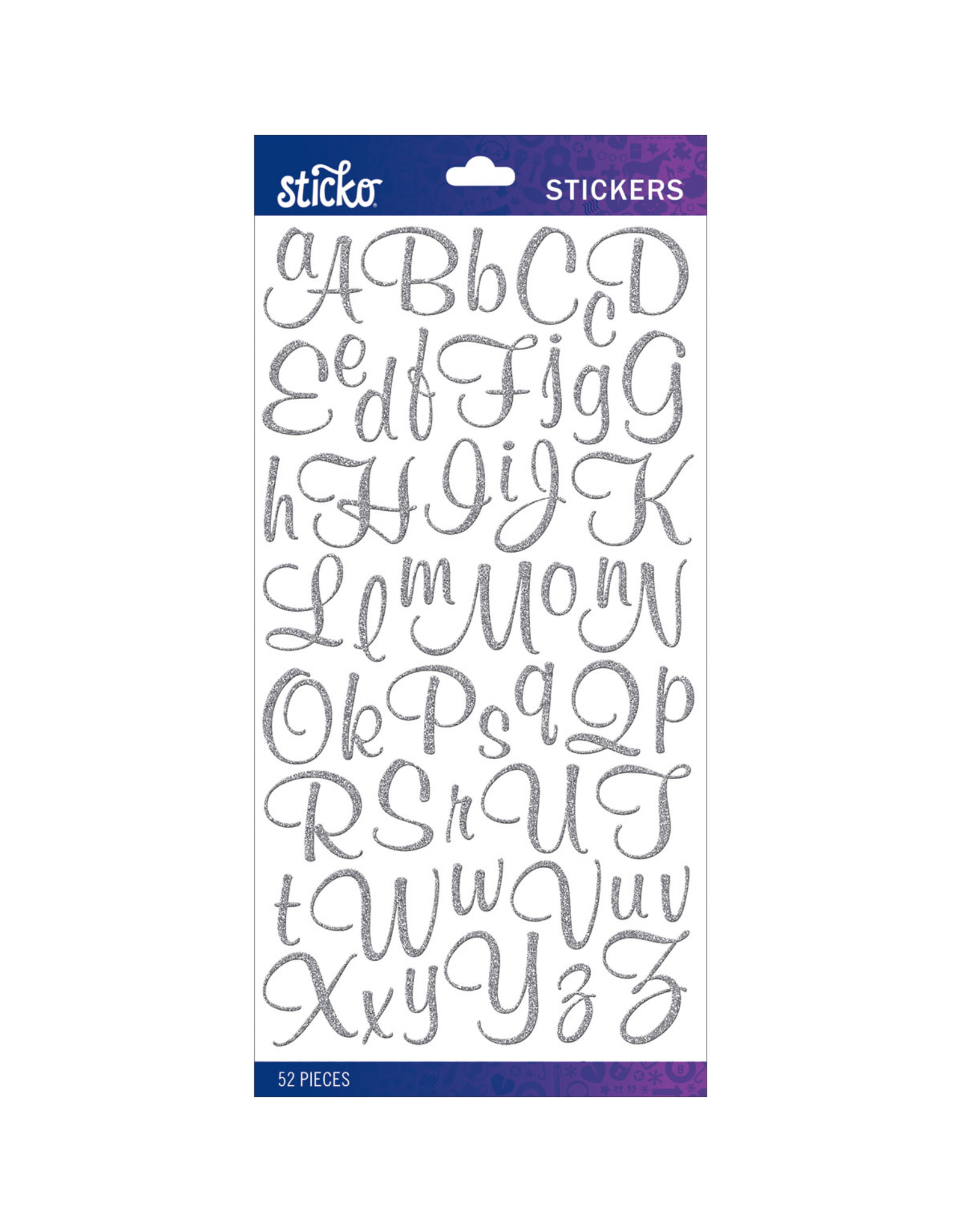AMERICAN CRAFTS AMERICAN CRAFTS STICKO MURAL SCRIPT SMALL SILVER GLITTER ALPHABET STICKERS