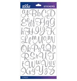 AMERICAN CRAFTS AMERICAN CRAFTS STICKO MURAL SCRIPT SMALL SILVER GLITTER ALPHABET STICKERS