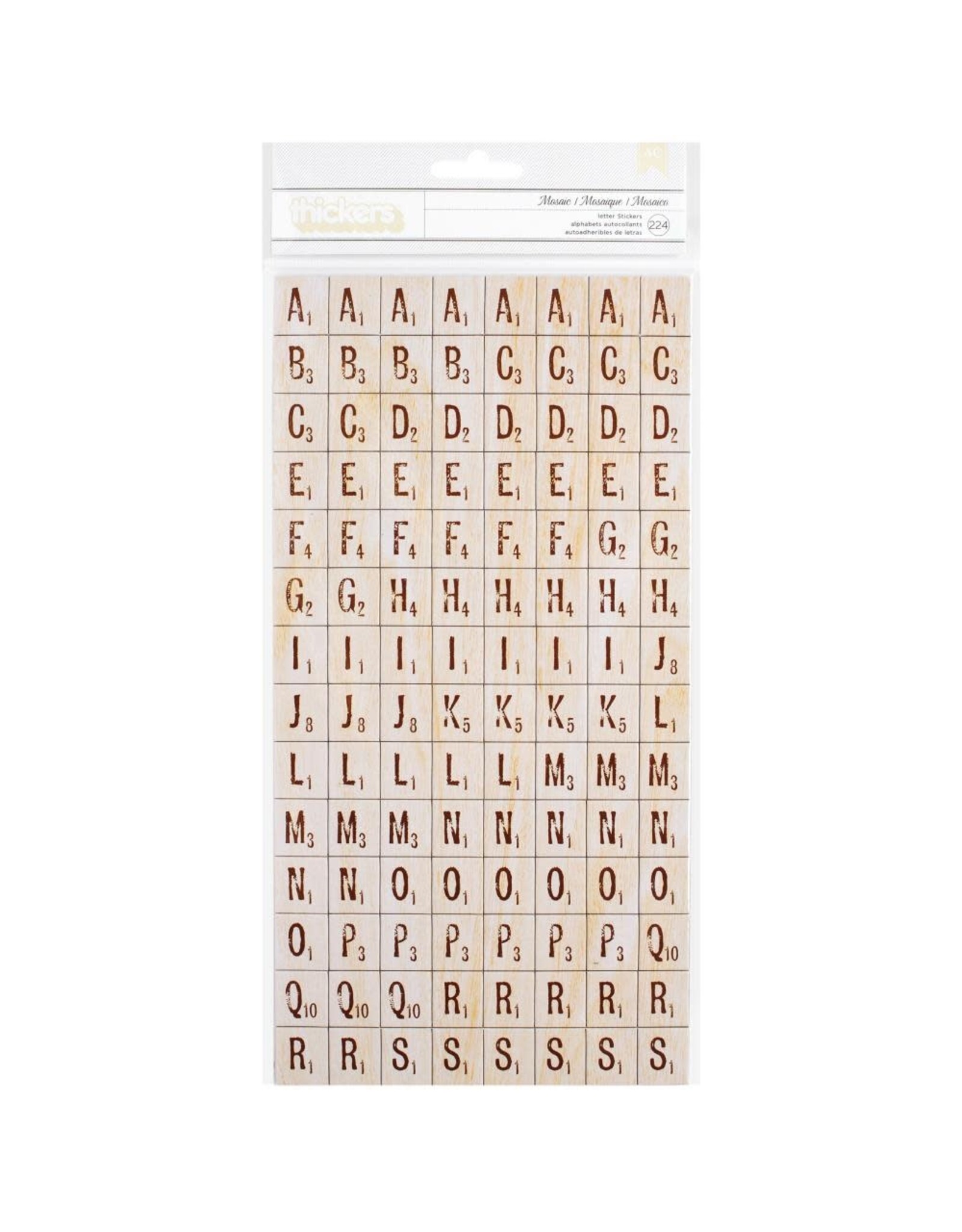 AMERICAN CRAFTS AMERICAN CRAFTS NATURAL WOOD MOSAIC CHIPBOARD ALPHABET STICKERS