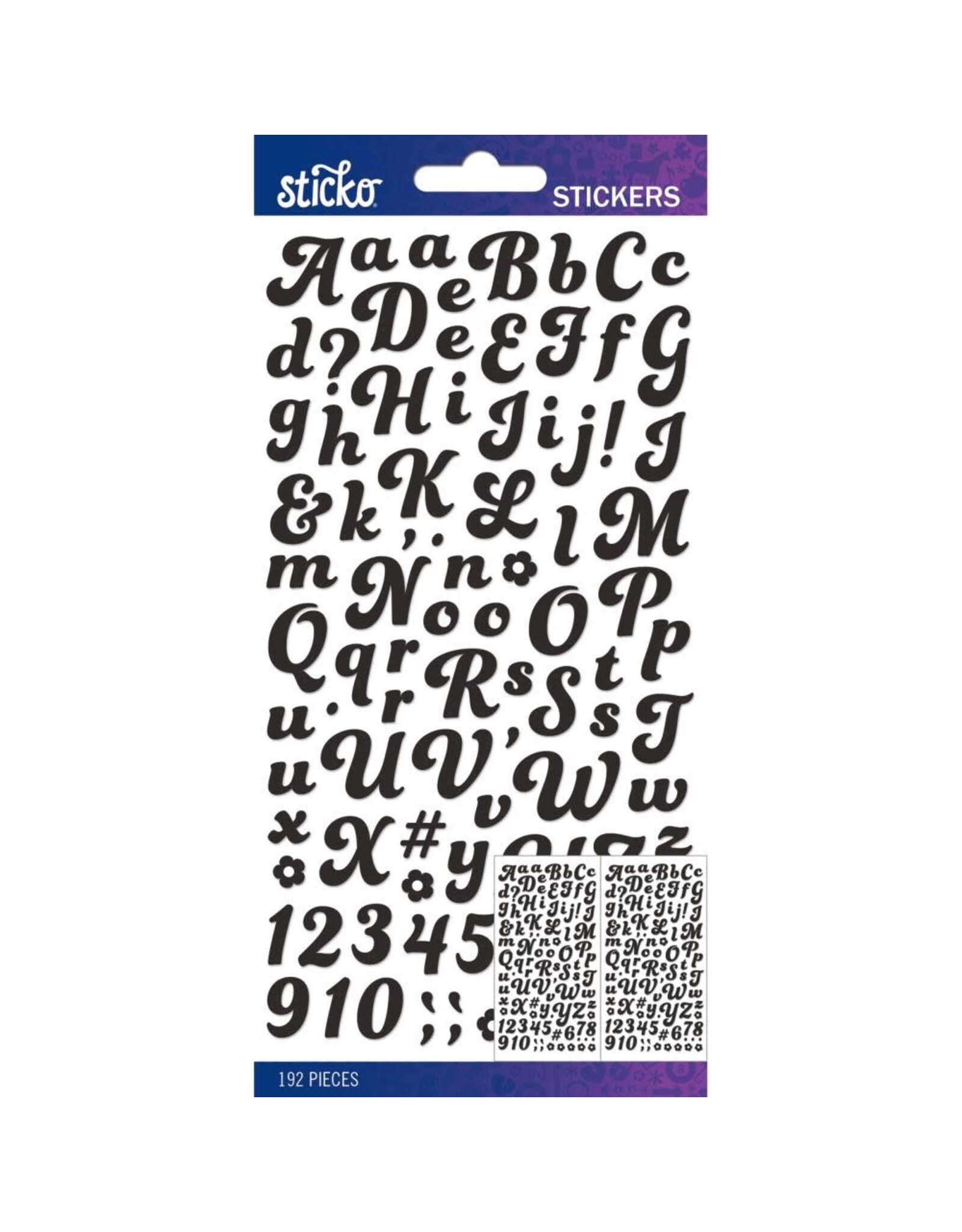 EK SUCCESS STICKO BLACK FUNKY DORI SMALL ALPHABET STICKERS