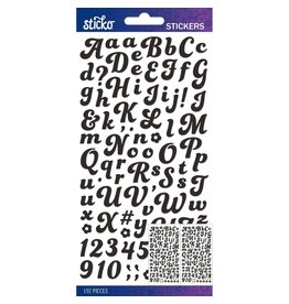 EK SUCCESS STICKO BLACK FUNKY DORI SMALL ALPHABET STICKERS