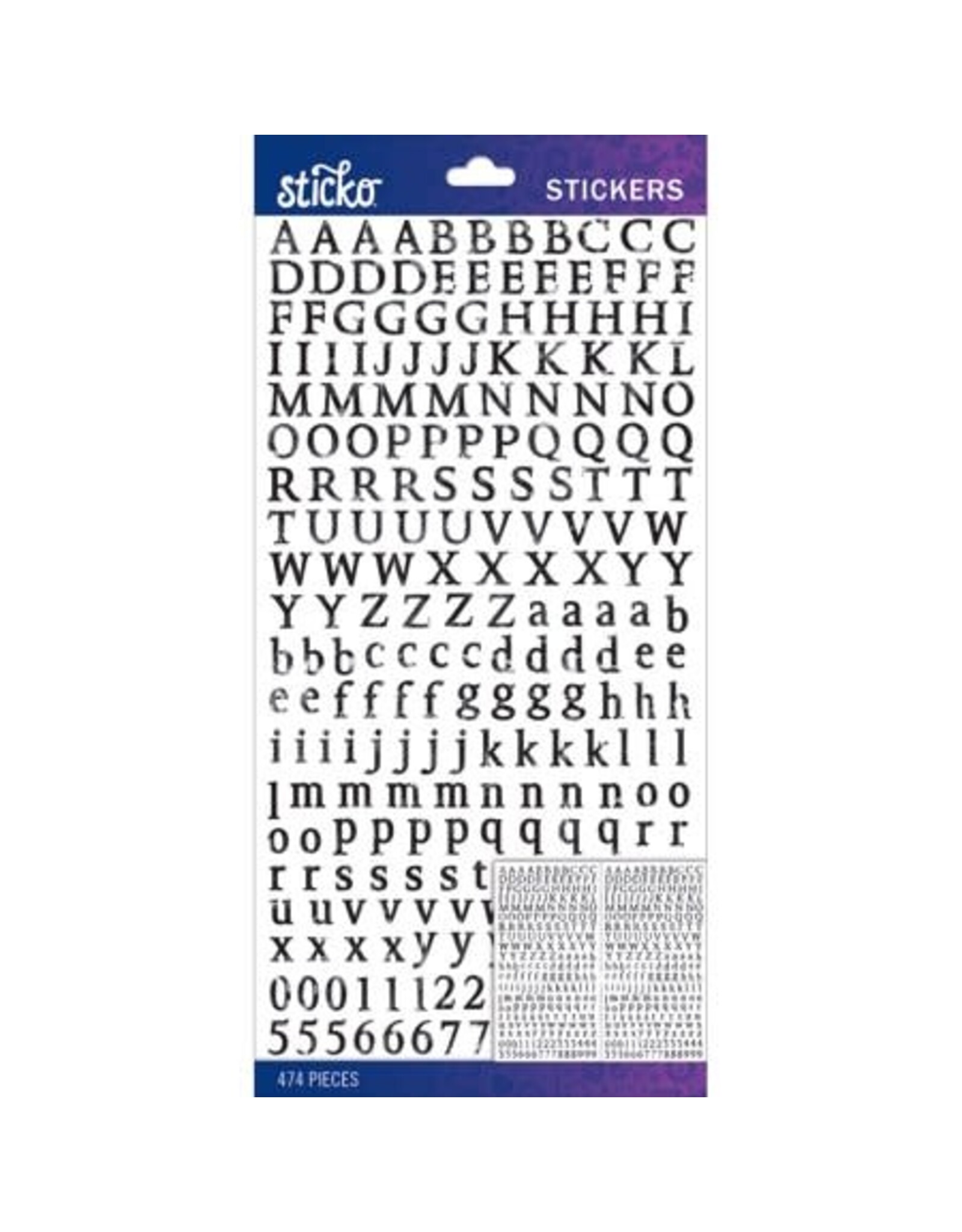 AMERICAN CRAFTS AMERICAN CRAFTS STICKO OCTAVIAN SMALL BLACK DISTRESSED ALPHABET STICKERS
