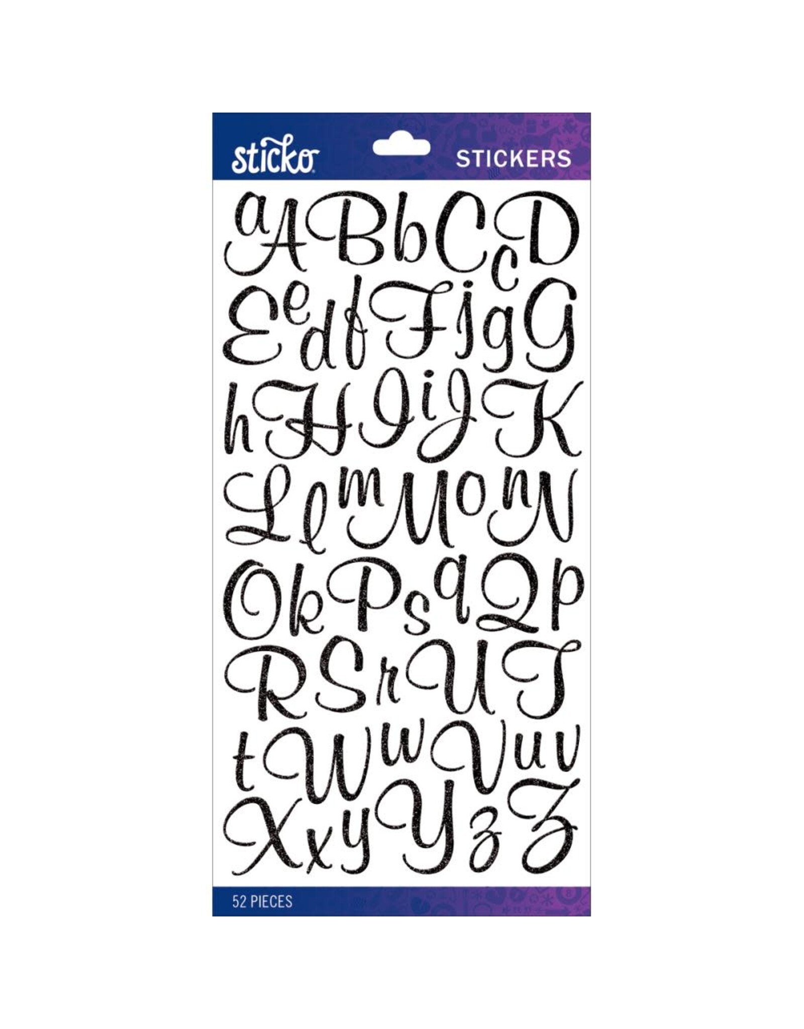 AMERICAN CRAFTS AMERICAN CRAFTS STICKO BLACK GLITTER MURAL SCRIPT GLITTER SMALL ALPHABET STICKERS