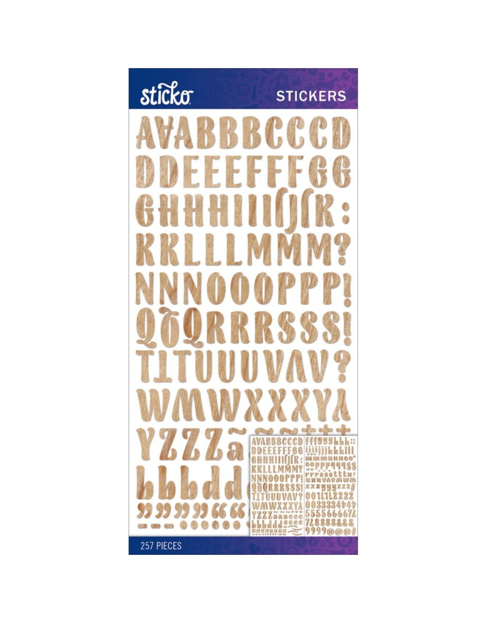 AMERICAN CRAFTS AMERICAN CRAFTS STICKO WOOD GRAIN BLANC SMALL ALPHABET STICKERS