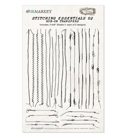 49 AND MARKET 49 AND MARKET VINTAGE BITS STITCHING ESSENTIALS 02 6x8 RUB-ON TRANSFERS 2/PK
