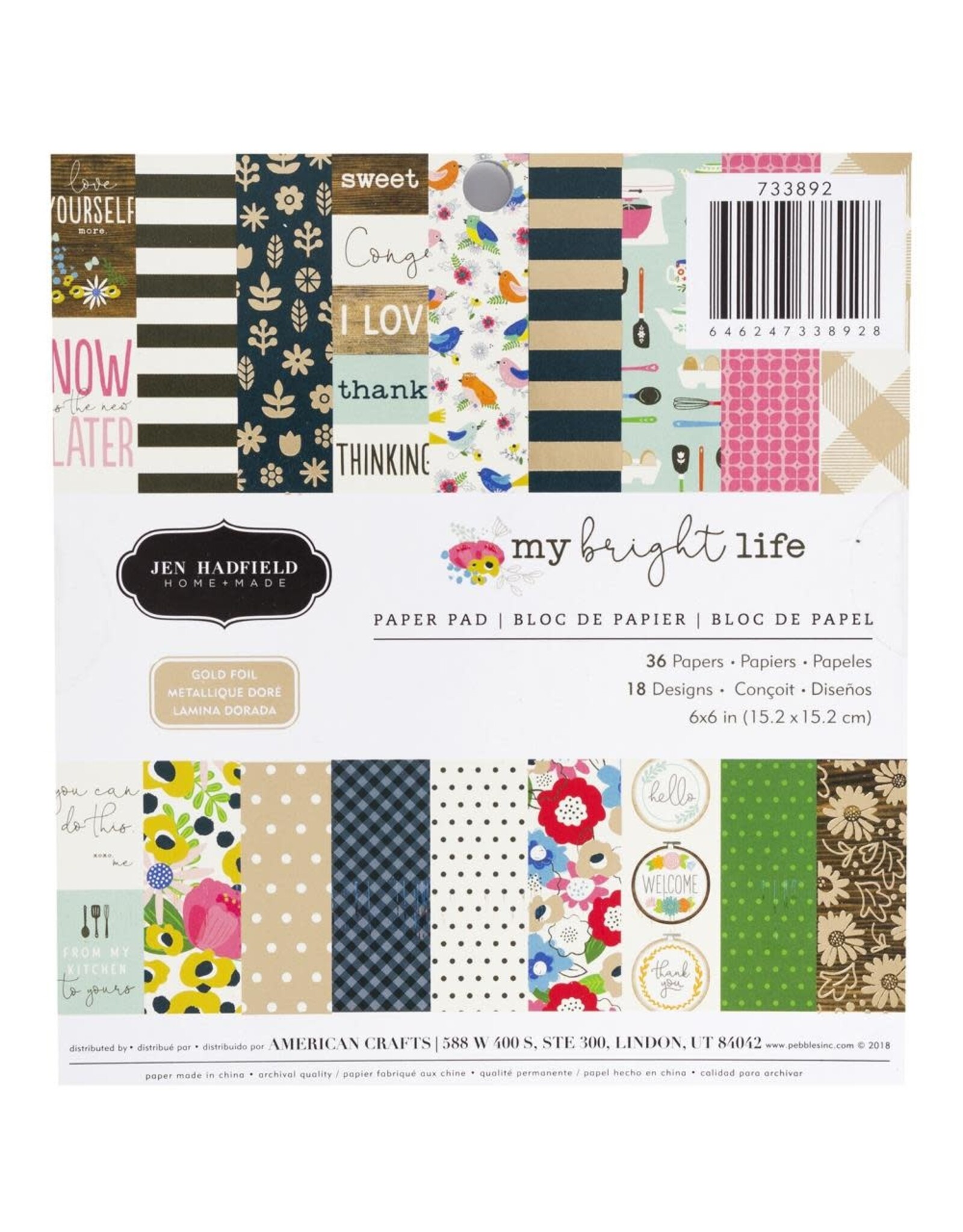 AMERICAN CRAFTS AMERICAN CRAFTS JEN HADFIELD MY BRIGHT LIFE 6x6 PAPER PAD