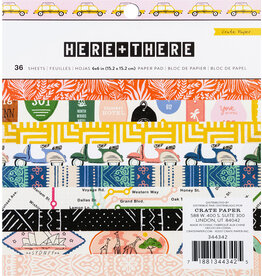 CRATE PAPER AMERICAN CRAFTS CRATE PAPER HERE + THERE 6x6 PAPER PACK 36 SHEETS