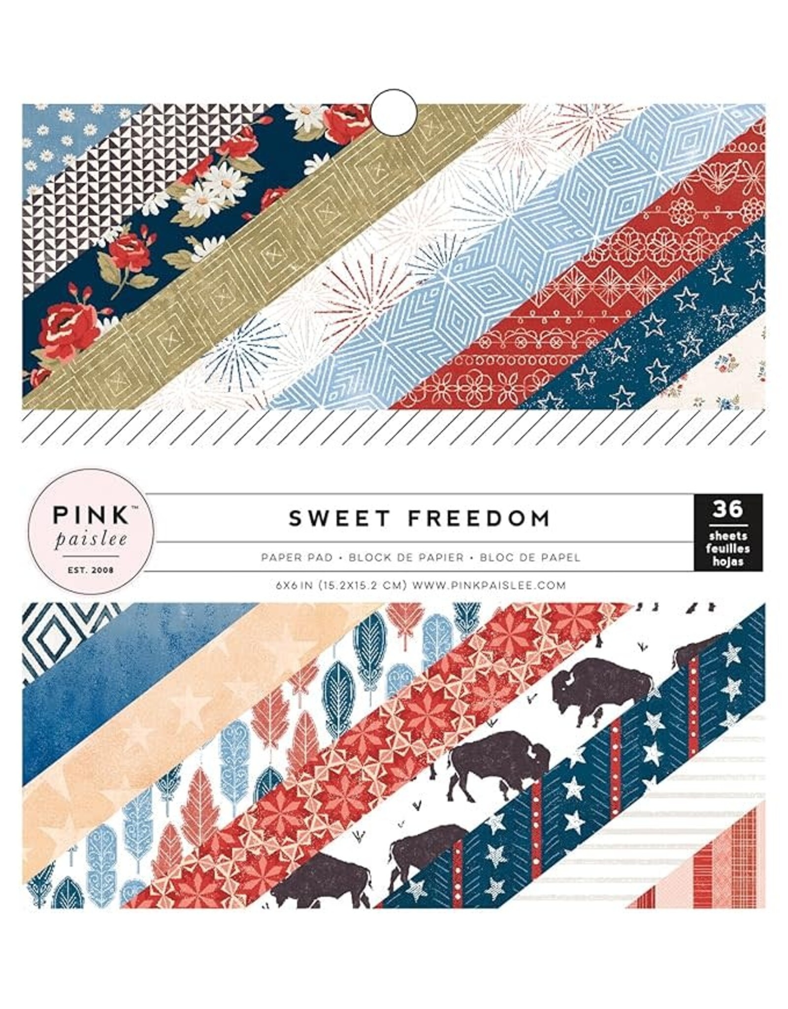 CRATE PAPER AMERICAN CRAFTS PINK PAISLEE SWEET FREEDOM 6x6 PAPER PACK 36 SHEETS