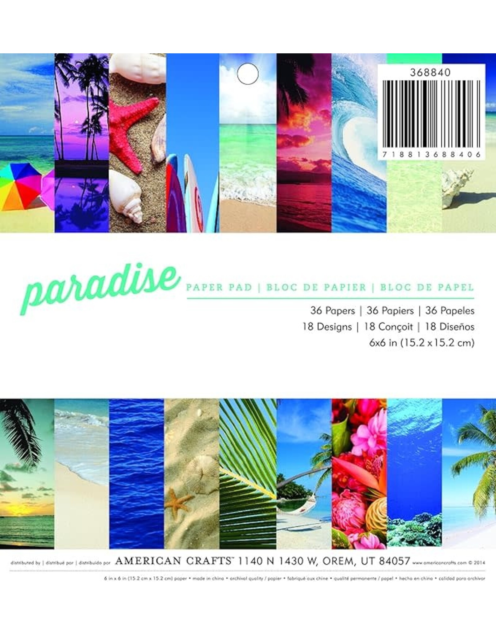 CRATE PAPER AMERICAN CRAFTS PARADISE 6x6 PAPER PACK 36 SHEETS