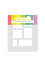 WAFFLE FLOWER WAFFLE FLOWER POSTAGE COLLAGE BLOCKS STENCIL